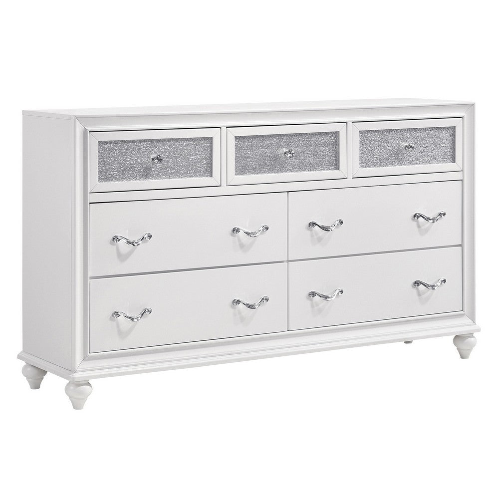 Liora Dresser | 7 Drawer | Glitter Acrylic Front | White