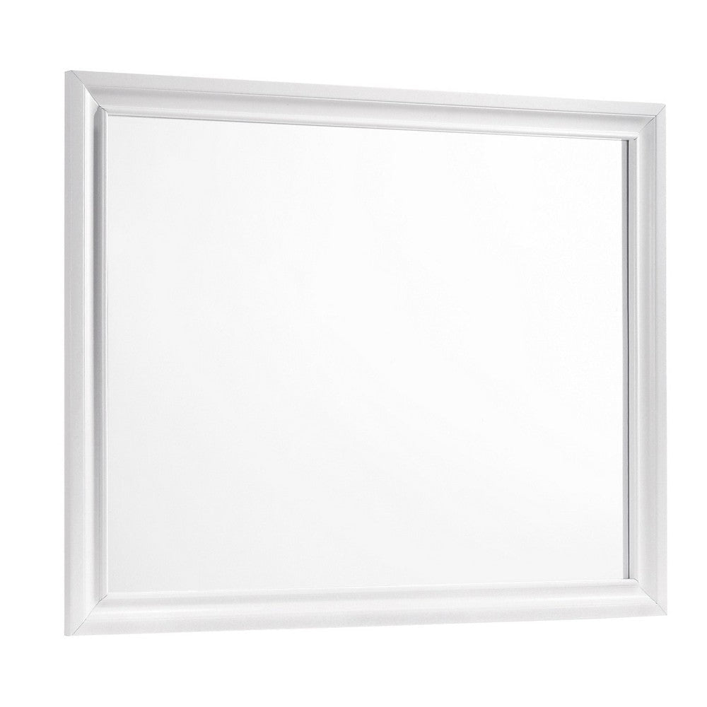 Mira Wall Mirror | Rectangular Molded Frame | White