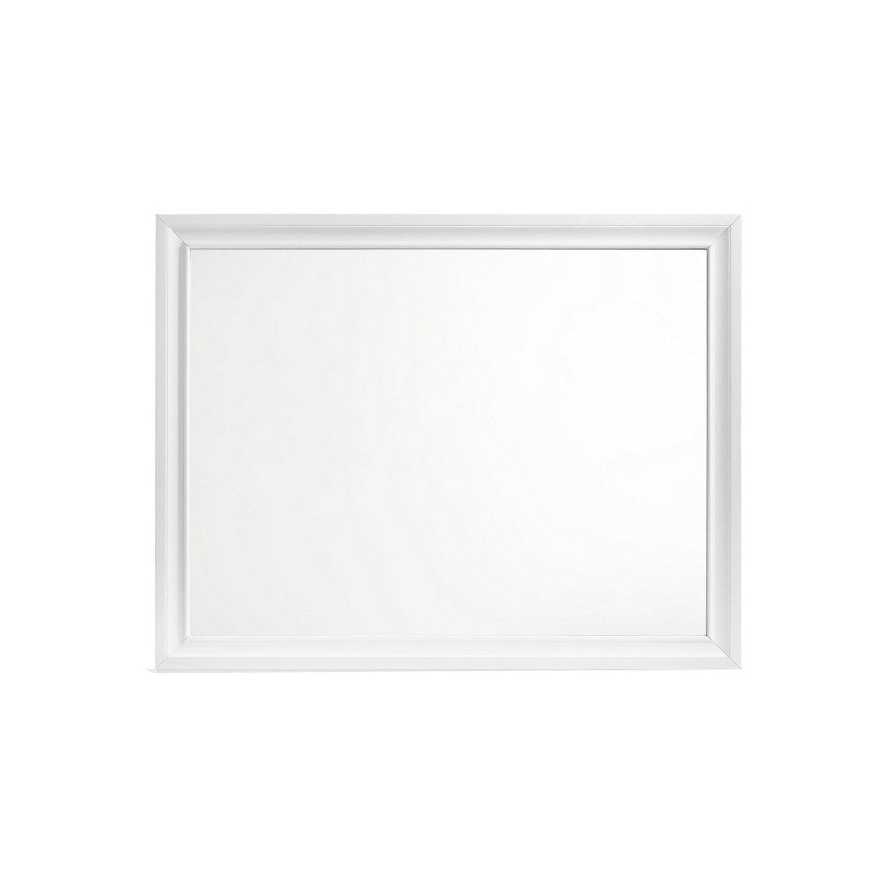 Wall Mirror with Rectangular Molded Wooden Frame White By Casagear Home BM246085