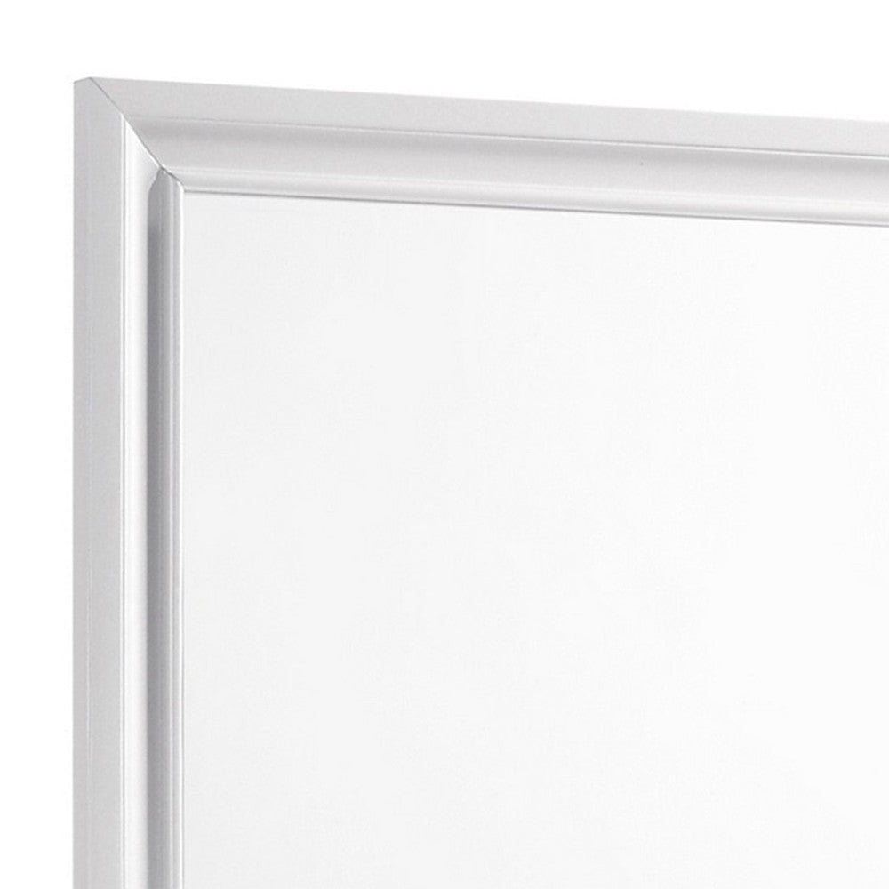 Wall Mirror with Rectangular Molded Wooden Frame White By Casagear Home BM246085