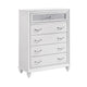 Chest with 5 Drawers and Glitter Acrylic Front, White