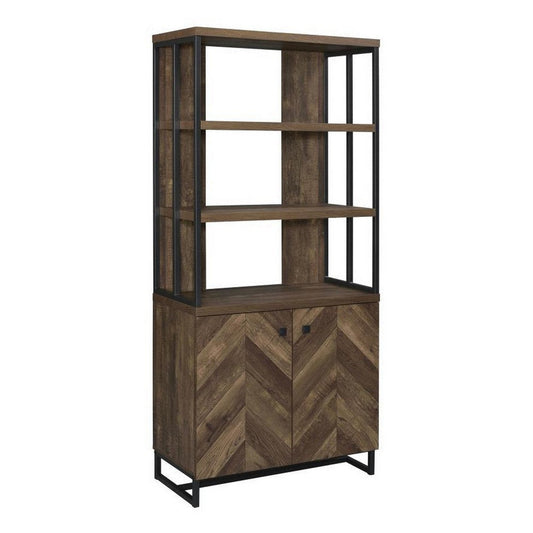 Mira Bookcase | 3 Tier | 2 Door Cabinet | Brown