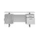 Wooden Office Desk with Floating Top and File Cabinet White By Casagear Home BM246102