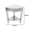 Corner Table with Beveled Mirror Frame and Open Bottom Shelf, Clear By Casagear Home