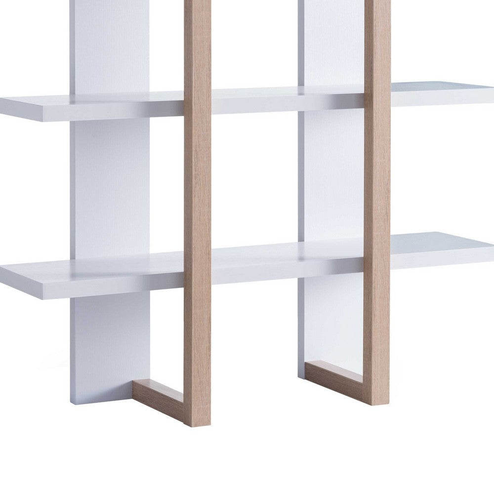 71 Inches Rectangular 4 Tier Wooden Bookcase White & Brown By Casagear Home BM246864