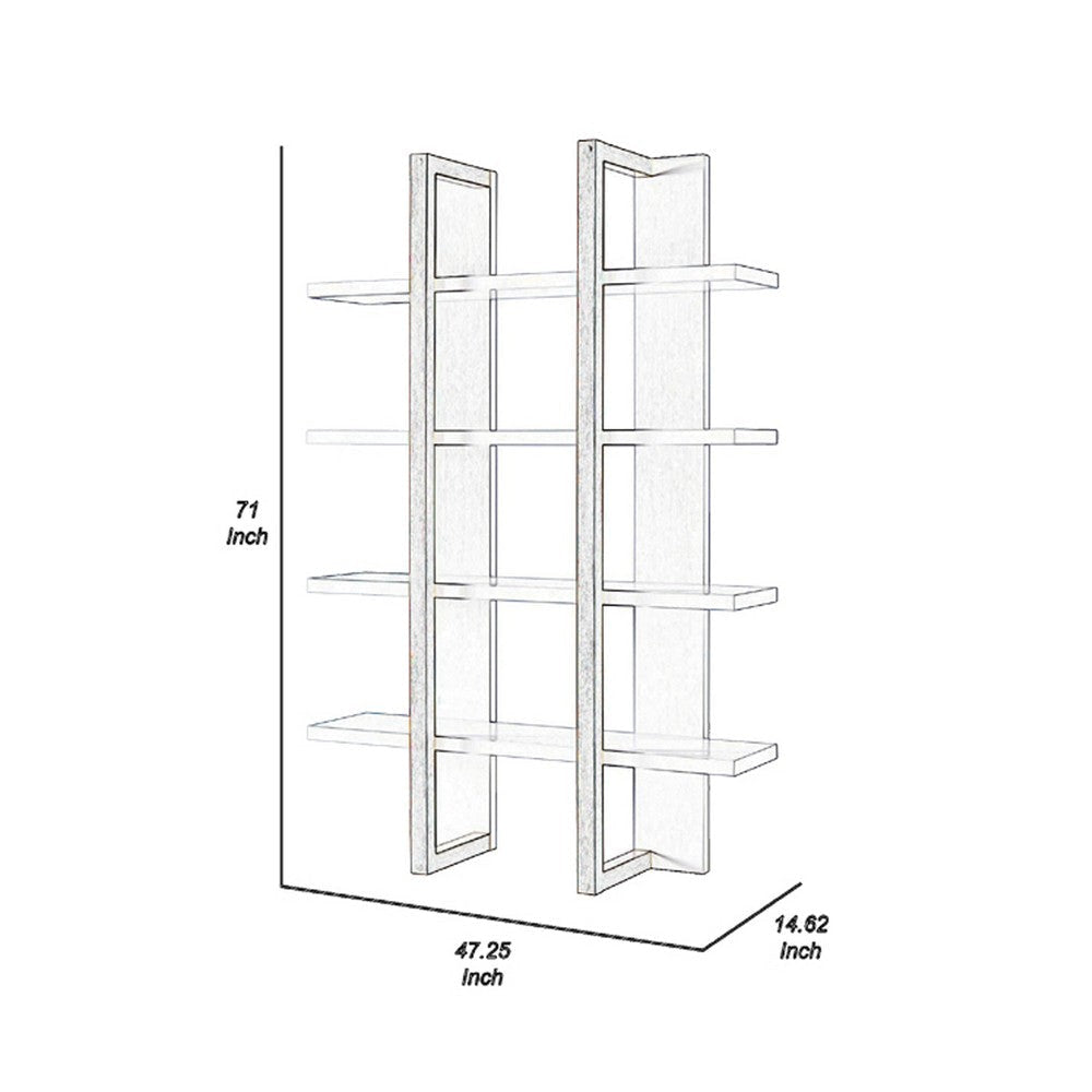 71 Inches Rectangular 4 Tier Wooden Bookcase White & Brown By Casagear Home BM246864