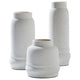 Liora 3 Piece Vase Set | Textured Ceramic | Elongated | White