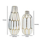 Vase with Honeycomb Geometric Design, Set of 2, White and Gold By Casagear Home