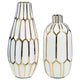Liora 2 Piece Vase Set | Honeycomb Design | White | Gold