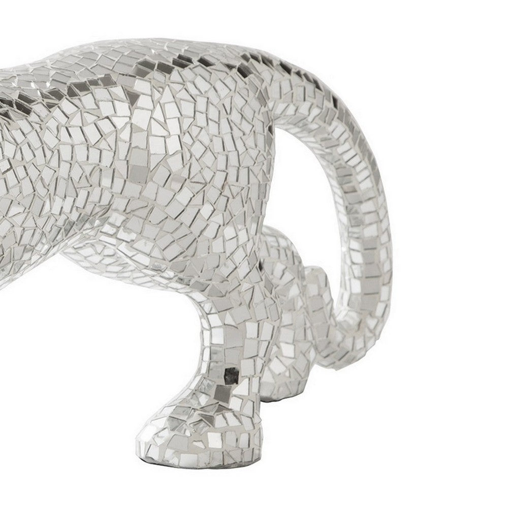 Liora Panther Statue | Glass Mosaic | Standing | Silver