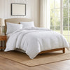 Veria 3 Piece Queen Comforter Set | Pinstripe Pattern | White | Black