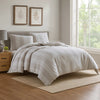Veria 3 Piece King Comforter Set | Vertical Stripes | White | Brown