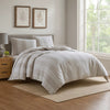 Veria 3 Piece King Comforter Set | Vertical Stripes | White | Brown