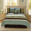 Veria 6 Piece King Comforter Set | Pleats | Embroidery | Green | Blue