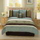 Veria 6 Piece King Comforter Set | Pleats | Embroidery | Green | Blue