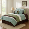 Veria 6 Piece King Comforter Set | Pleats | Embroidery | Green | Blue