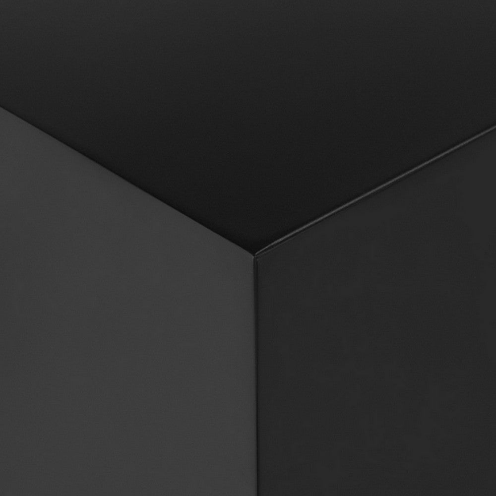 Side Table with Metal Block Cube Shaped Large Black