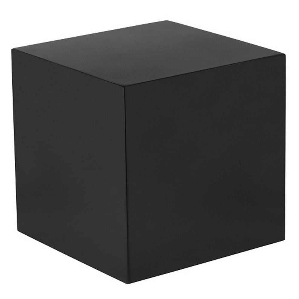 Side Table with Metal Block Cube Shaped, Large, Black