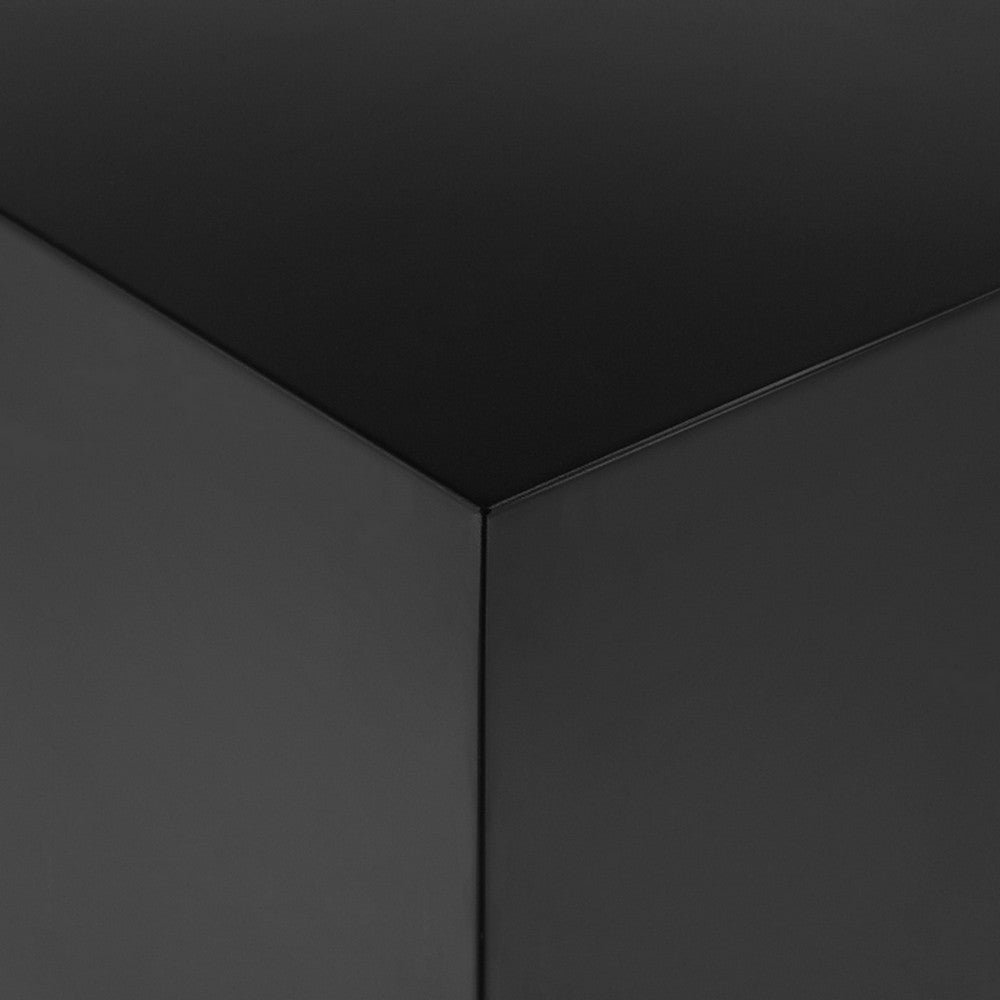 Side Table with Metal Block Cube Shaped Small Black