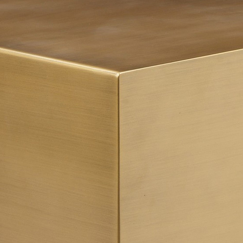 Side Table with Metal Block Cube Shaped Small Brass