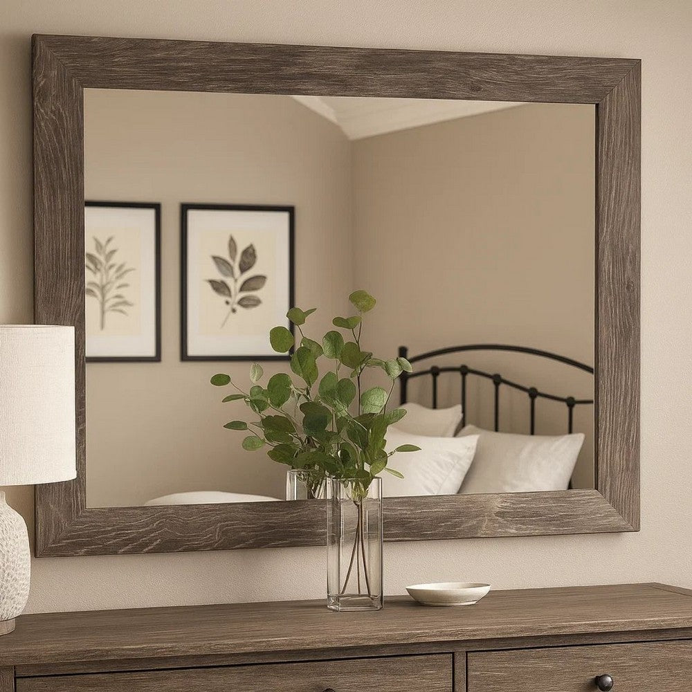 Mira Bedroom Mirror | Replicated Grain | Rustic Gray