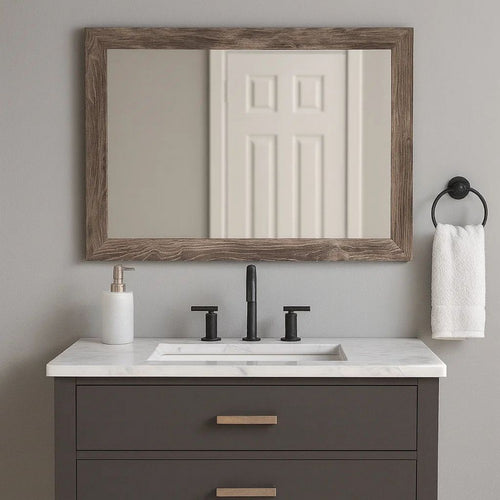 Mira Bedroom Mirror | Replicated Grain | Rustic Gray