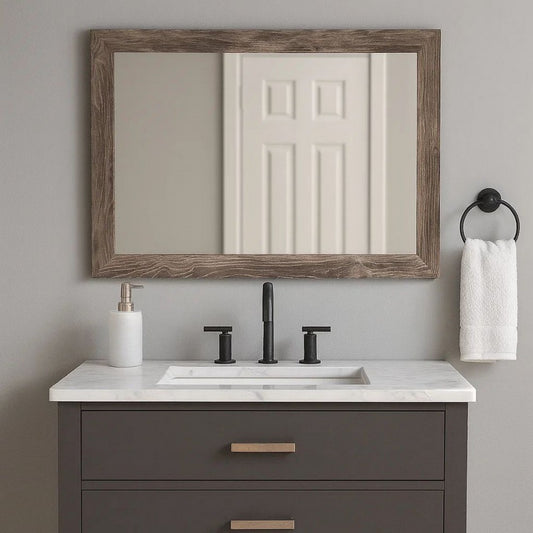 Mira Bedroom Mirror | Replicated Grain | Rustic Gray