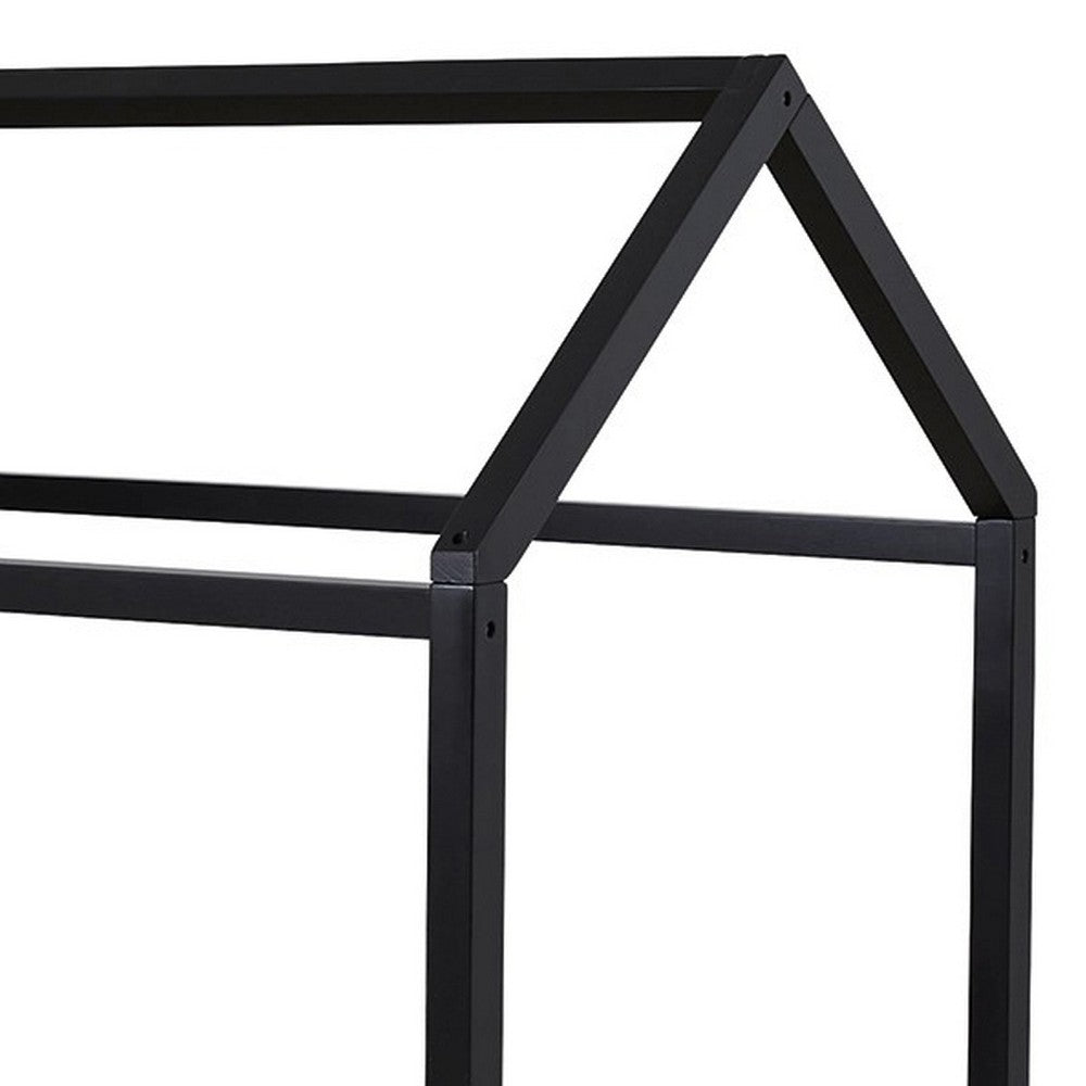 Twin Bed Frame with House Shaped Design, Black By Casagear Home