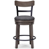 Swivel Barstool with Nailhead Trim and Curved Panel Back Gray By Casagear Home BM248092