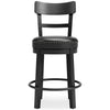 Solid Wood Counter Height Barstool 360 Degree Swivel Leatherette Seat Black By Casagear Home BM248093