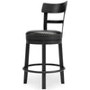 Solid Wood Counter Height Barstool 360 Degree Swivel Leatherette Seat Black By Casagear Home BM248093