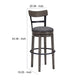 Swivel Barstool with Nailhead Trim and Curved Panel Back Tall Gray By Casagear Home BM248094