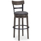 Swivel Barstool with Nailhead Trim and Curved Panel Back Tall Gray By Casagear Home BM248094