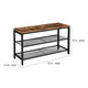 Wooden Shoe Bench with 2 Open Mesh Shelves Brown and Black By Casagear Home BM248132