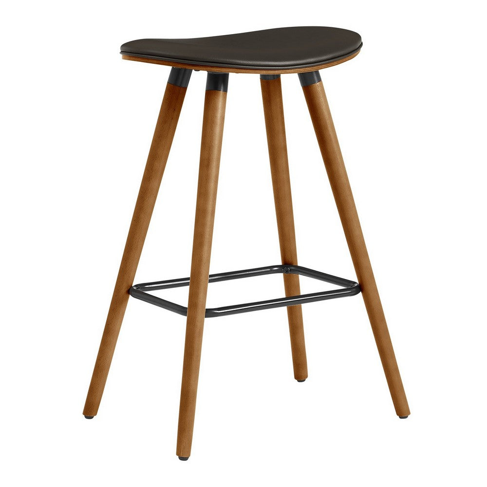 Reid Counter Stool | 26" | Backless | Faux Leather | Brown
