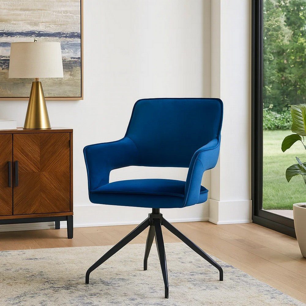 Reid Accent Chair | Velvet Upholstered | Black | Blue