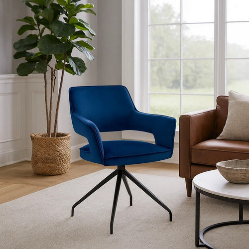 Reid Accent Chair | Velvet Upholstered | Black | Blue