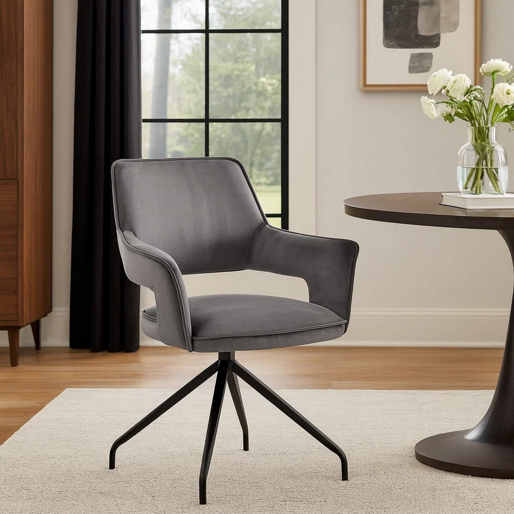 Reid Accent Chair | Velvet Upholstered | Black | Gray