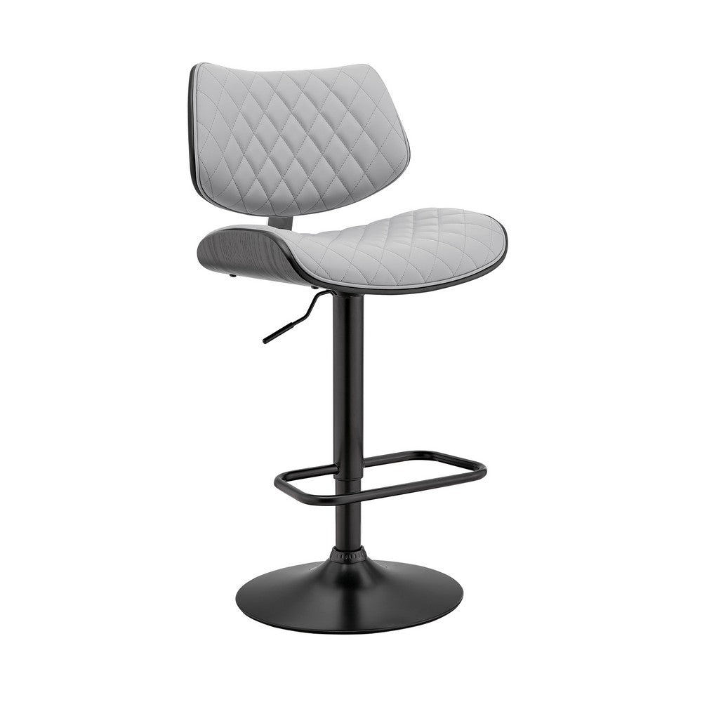 Reid Barstool | Adjustable | Faux Leather | Black | Gray