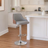 Reid Barstool | Adjustable | Faux Leather | Gray | Silver