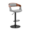 Open Back Faux Leather and Metal Bar Stool, Walnut and Gray - BM248178