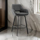 Reid Counter Stool | 26" | Swivel | Faux Leather | Black | Gray