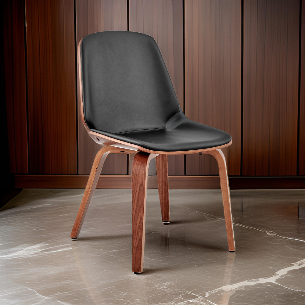 Reid Dining Chair | Faux Leather Seat | Slight Curve | Black