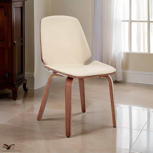 Reid Dining Chair | Faux Leather | Curved Seat | Cream
