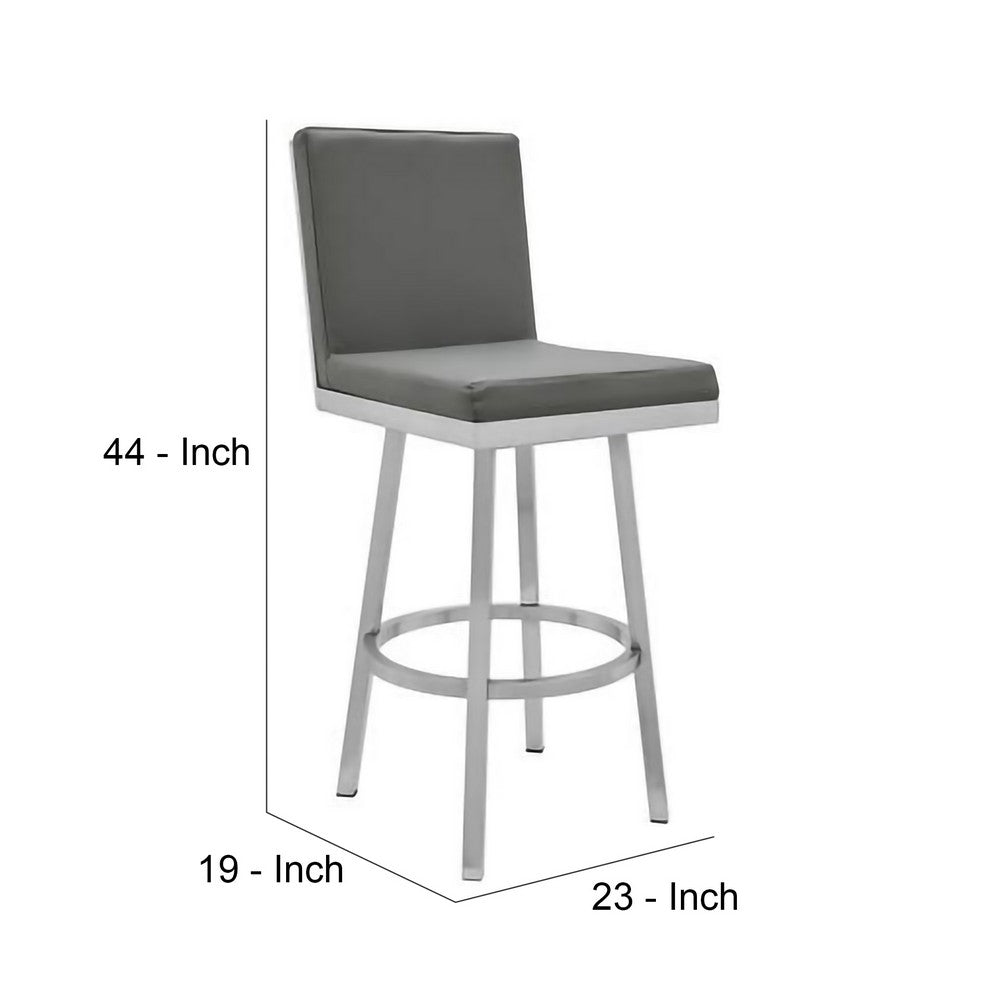 30 Inch Swivel Barstool with Metal Frame and Hexagonal Back Gray By Casagear Home BM248198