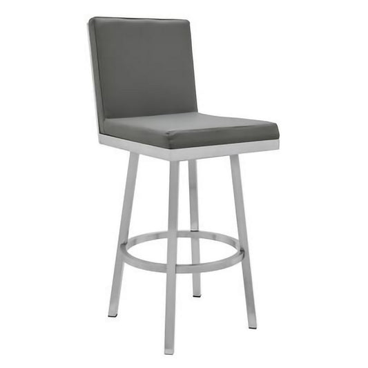 Reid Barstool | 30" Swivel | Hexagonal Back | Metal Frame | Gray
