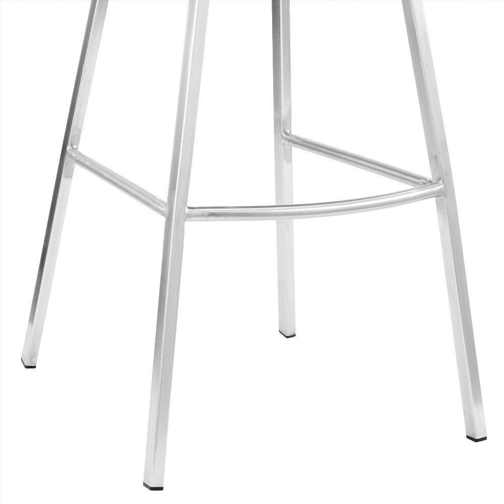 26 Inch Open Back Leatherette Swivel Counter Stool, White and Silver By Casagear Home