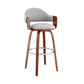 26 Inch Leatherette Barstool with Curved Back, Gray and Brown By Casagear Home