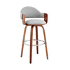 26 Inch Leatherette Barstool with Curved Back, Gray and Brown By Casagear Home