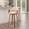 Reid Barstool | 26" | Faux Leather | Curved Back | Cream | Brown